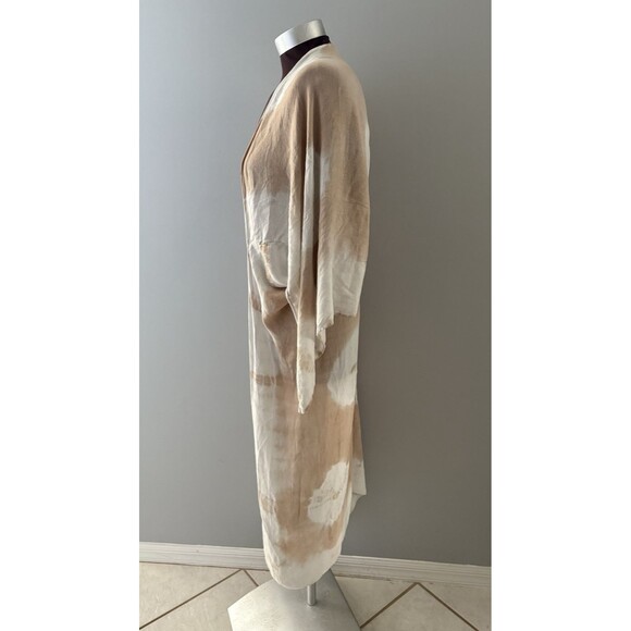 Free People Spellbound Tie Dye Kimono One Size Tan White Open Front Beach Lounge - Picture 2 of 9